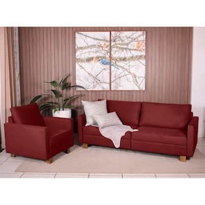 Conjunto Sofá 1,40 2 Lugares e Poltrona Plaza Bordô - Straub Web