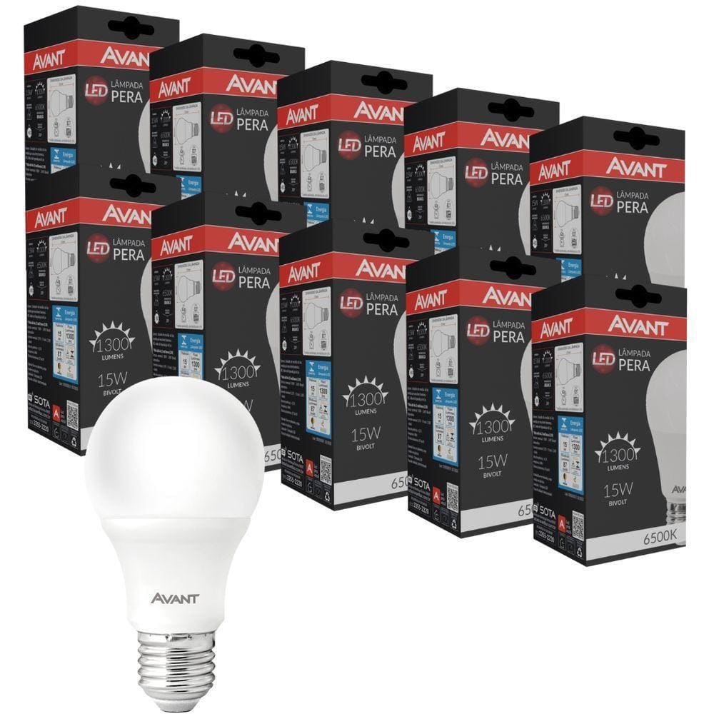 Kit 10 Lâmpadas Led Pêra 15W Bivolt Branco 6500K Branco 6500K