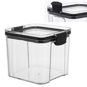 Pote Hermetico Conserva Veda Trava 700ml Acrilico Transparente Mantimento Tempero Alimento Cozinha Resistente Multiuso Empilhavel Organizador