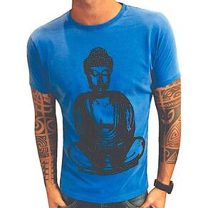 T-shirt Buda Azul alinhada ao corpo 100% algodão