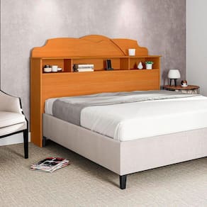 Cabeceira Casal Cama Box Queen 1,60M Com Nicho Cristal - Nature - Cor: Marrom
