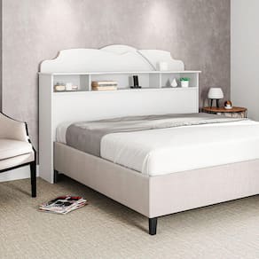 Cabeceira De Casal Cama Box 1,40M Com Nicho Cristal Branco - Cor: Branco