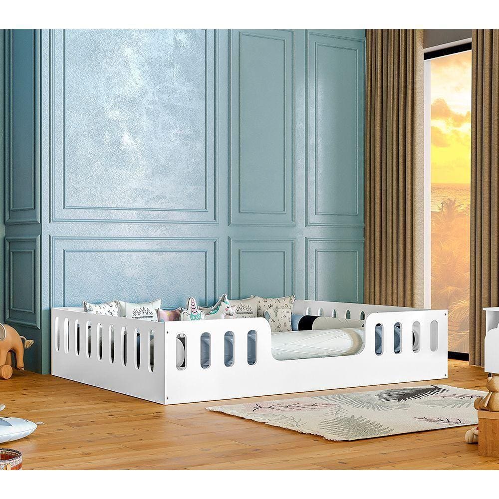 Cama Casal Infantil Montessoriana Helo - Branco Branco