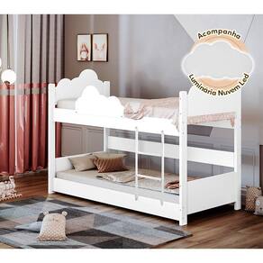 Beliche Solteiro Montessoriana Nuvem Erika Branco + Luminária Led - Branco