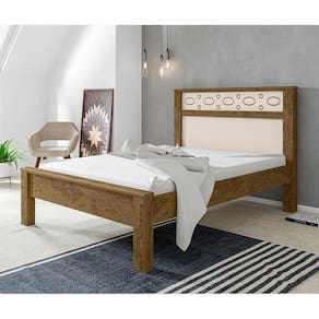 Cama Casal Em Mdf Las Vegas - Canela/Off White - Cor: Marrom