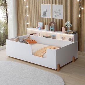 Cama Infantil Doçura Branca Juvenil + Acompanha Uma Luminária
