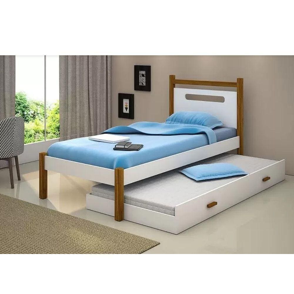 Beliche Montessoriana Design Infantil Eloa Solteiro Branco/Amêndoa Branco