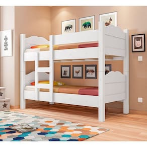 Beliche Multifuncional Que Vira 2 Camas Madrid Com Grades De Proteção - Branco - Cor: Branco