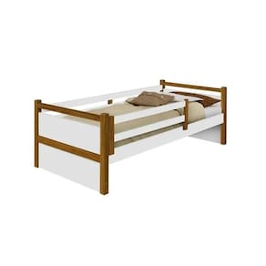 Cama Babá Solteiro Bianca Branco/Amêndoa - Divaloto Móveis - Cor: Branco