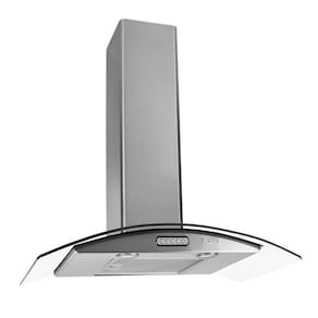 Coifa de Parede 80cm Vidro Curvo Duto Slim Inox 220v Fogatti Inox