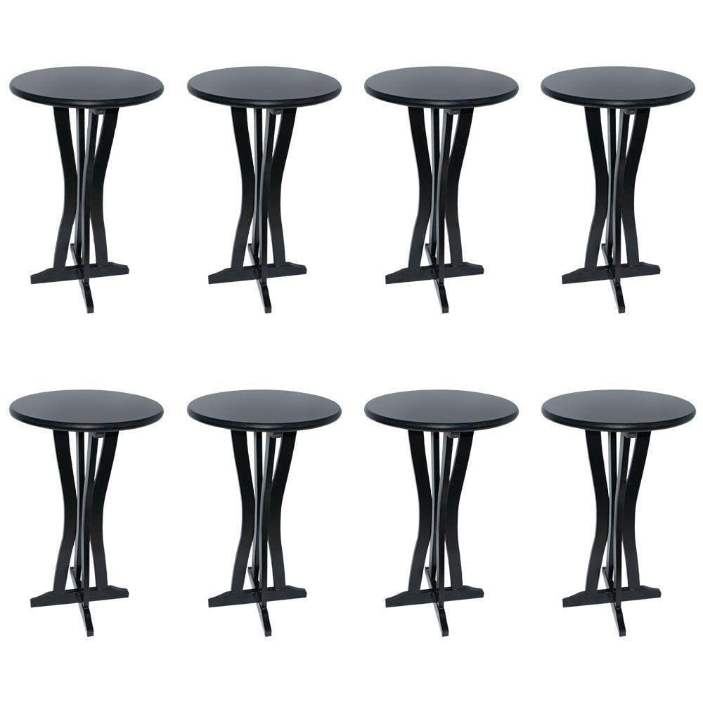 Kit 8 Bistrôs Lorena Em Madeira Maciça Preto Para Área Gourmet - Cor: Preto