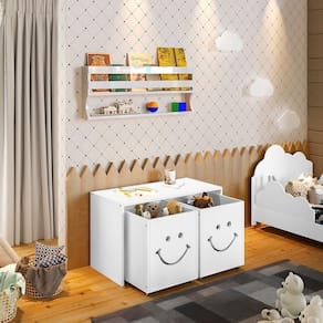 Mesa Infantil Montessoriana Com Led Alegra Smile Com Nichos - Branca Branco