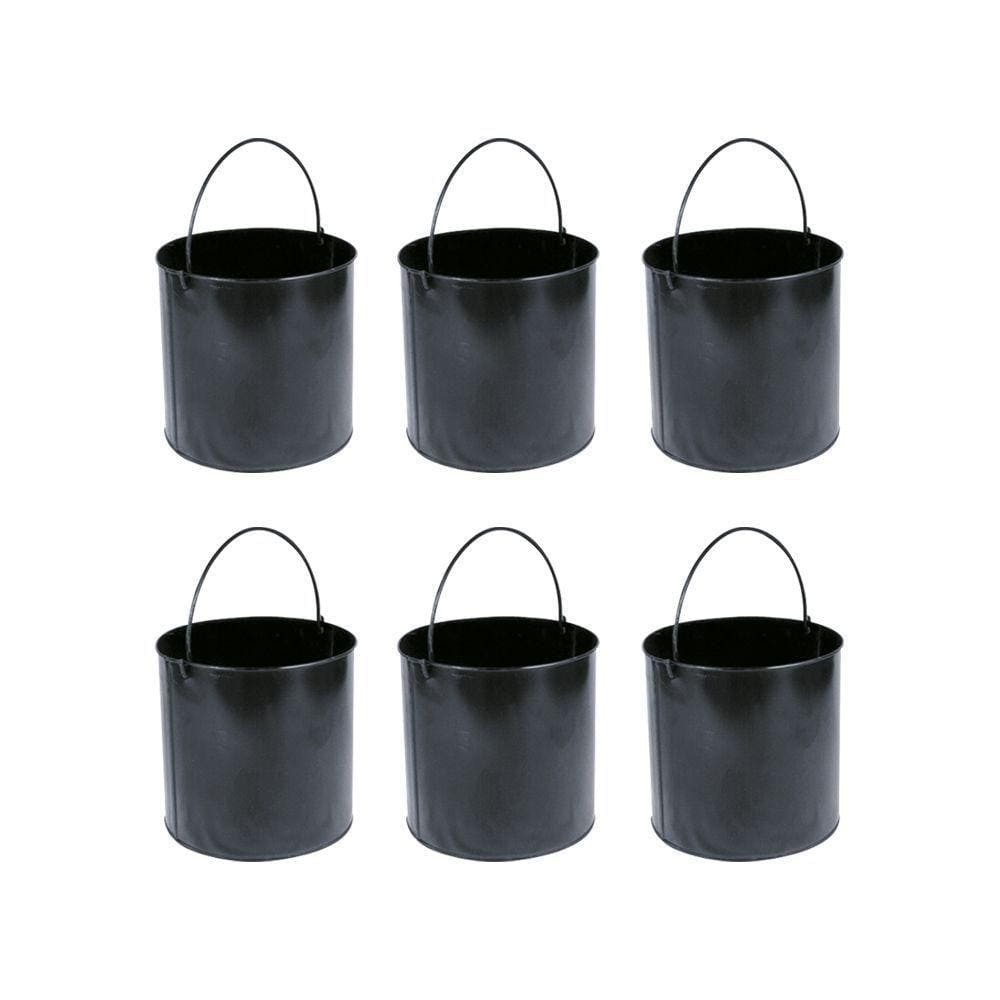 Kit Balde Metalico Com 6 Peças Multiuso Com Alça 12 Litros - Cor: Preto