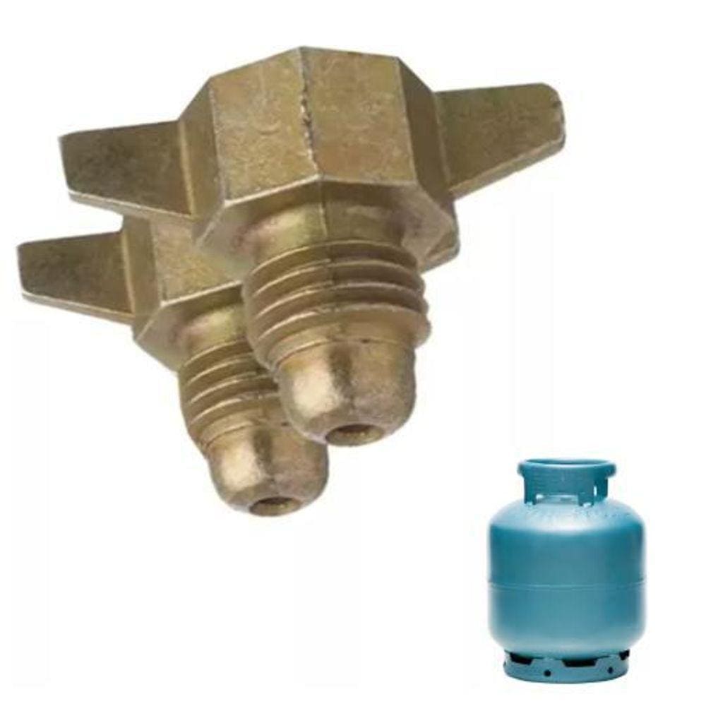 Kit 2 Adaptador Botijão De Gas P2 - P13 Rosca Fina Grossa