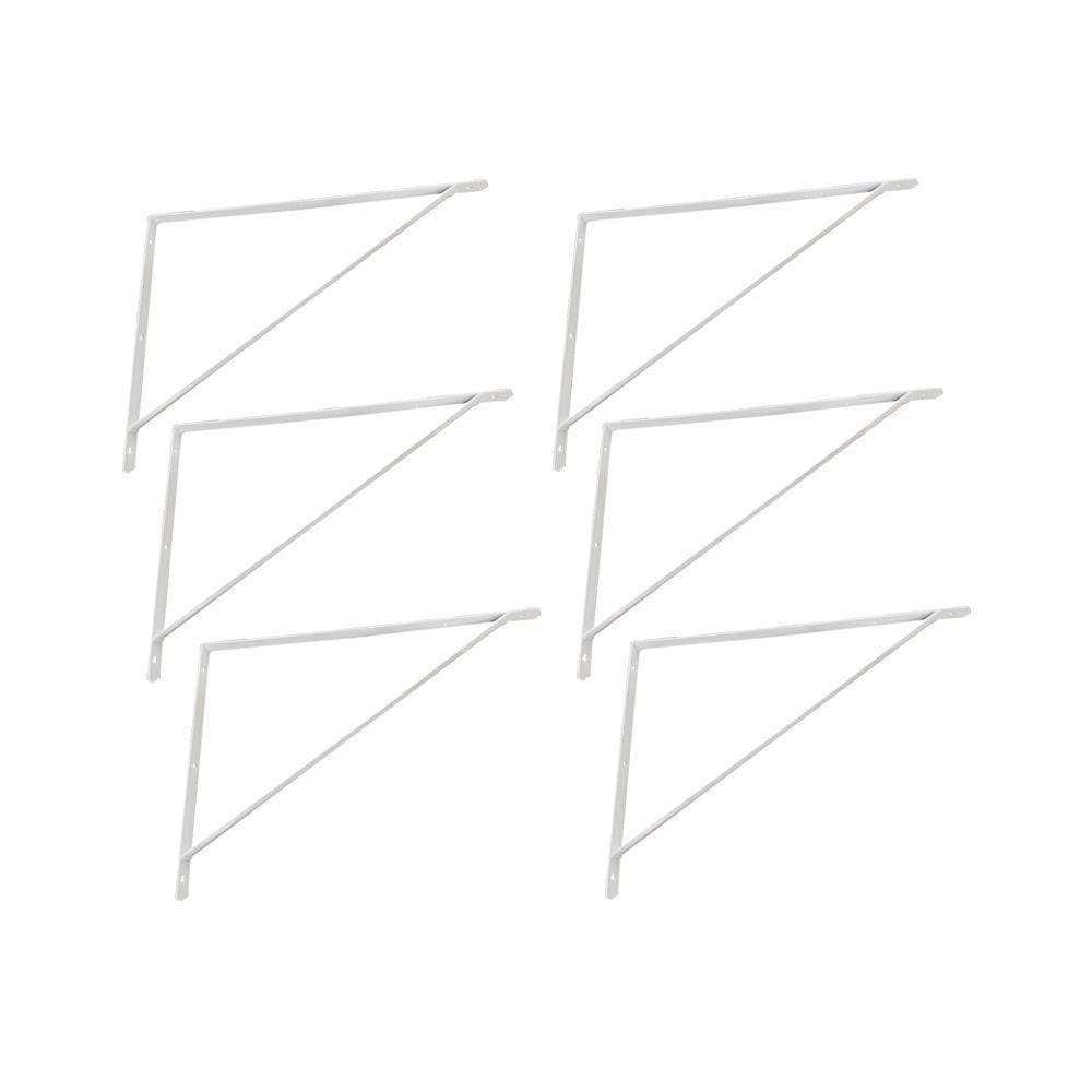 Kit Suporte Prateleira Com 6 Peças Em Aço Mão Francesa 50x35 - Cor: Branco