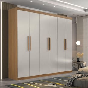 Guarda Roupa Casal 6 Portas 4 Gavetas Ipanema D Doro Moveis Cinamomo/Off White