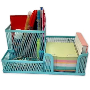 Kit Organizador Com 3 Partes Para Escritório Azul