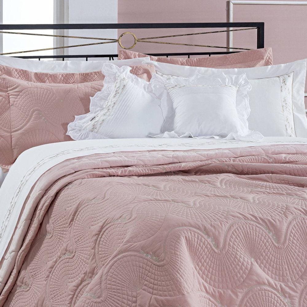 Jogo de Cama Queen Lisse 4 Peças Percal 200 Fios Bernadete Casa Rose