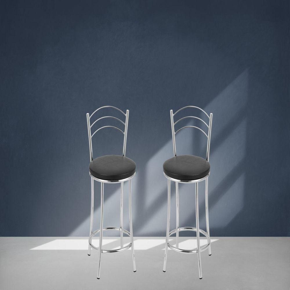 Kit 2 Banquetas Bc26-c A101 Cromada/Preto