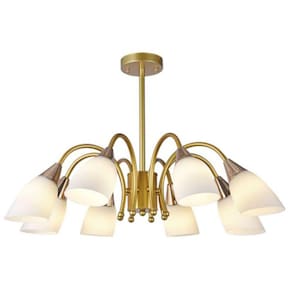 Pendente Dourado e Rose com Cúpulas Brancas 8E27 76cm