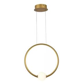 Pendente Redondo Dourado com Globo 35cm Led 20W 4000K Bivolt