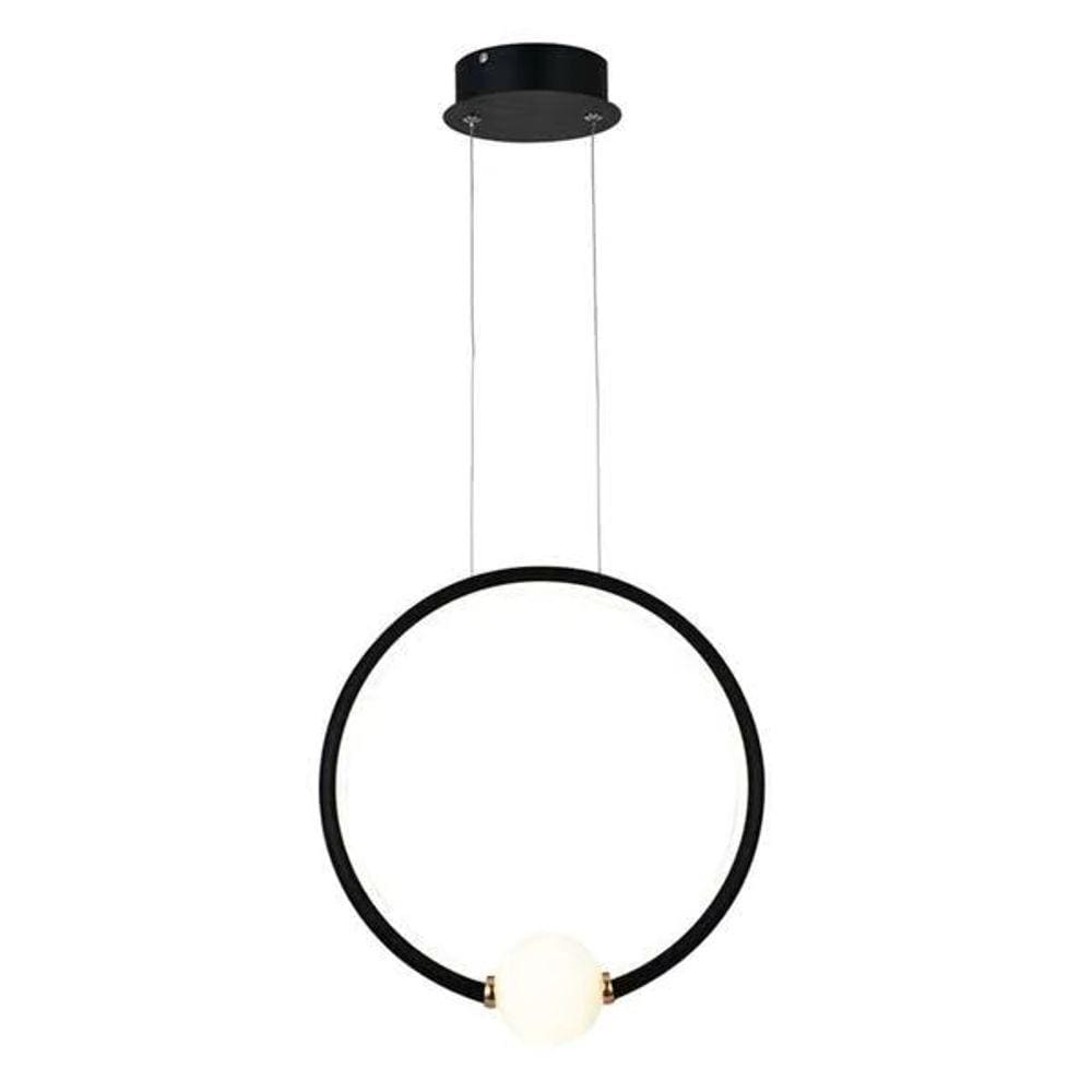 Pendente Redondo Preto com Globo 35cm Led 20W 4000K Bivolt