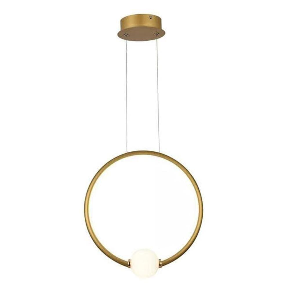 Pendente Redondo Dourado com Globo 45cm Led 30W 4000K Bivolt