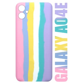 Capa case Capinha Aveludada Arco Iris Candy Compatível Galaxy A04E A042 6.5 + Película De Ceramica 3d 9d - Cell In Power