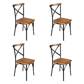 Kit 4 Cadeiras De Jantar Industrial Paris Base Alumínio - Castanho - Marrom