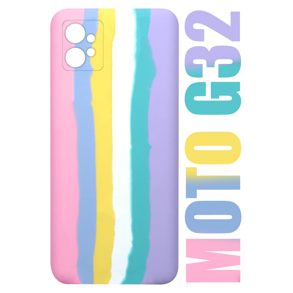 Capa case Capinha Aveludada Arco Iris Candy Compatível Moto G32 XT2235 6.5 + Película De Ceramica 3d 9d - Cell In Powe