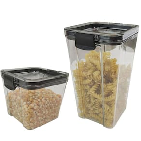 Pote Hermetico Tampa Veda Conserva Kit 2 Unidades Transparente Acrilico Vacuo Trava Cozinha Alimento Multiuso Armario Resistente Utilidade Empilhavel