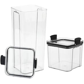 Pote Hermetico Acrilico Transparente Kit 2 Unidades Tampa Veda Trava Multiuso Cozinha Alimento Armario Organiza Empilhavel Resistente Utilidades