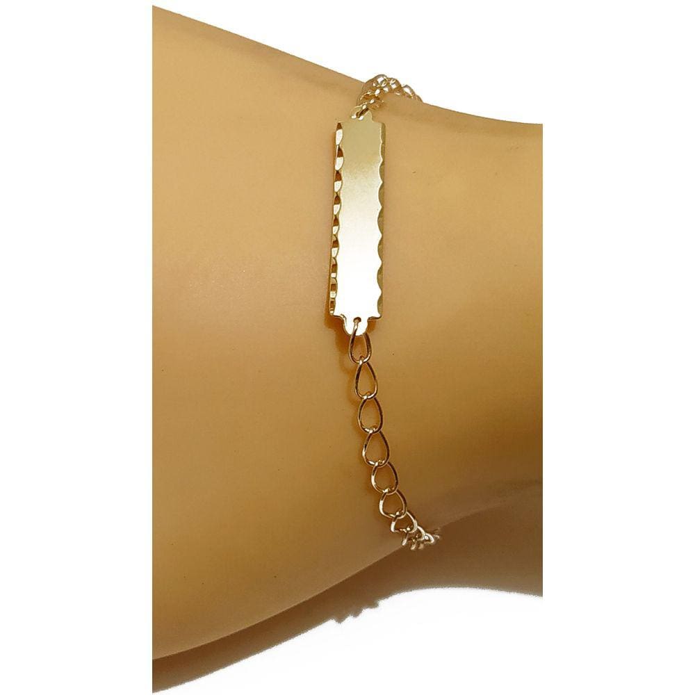 Pulseira Em Ouro 10k 416 Melindrosa Bebê 10 Cm Com Gravação