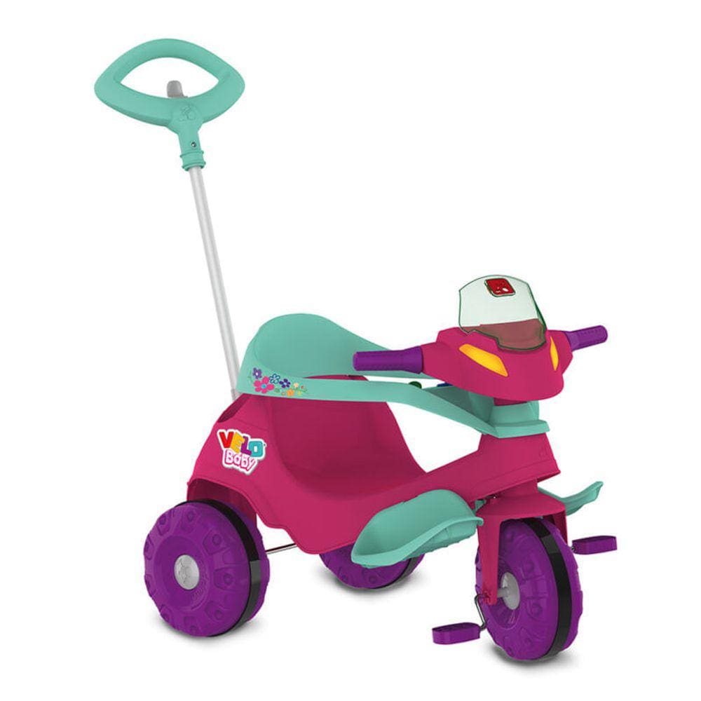 Triciclo Infantil - Velobaby Passeio e Pedal - Rosa - Bandeirante