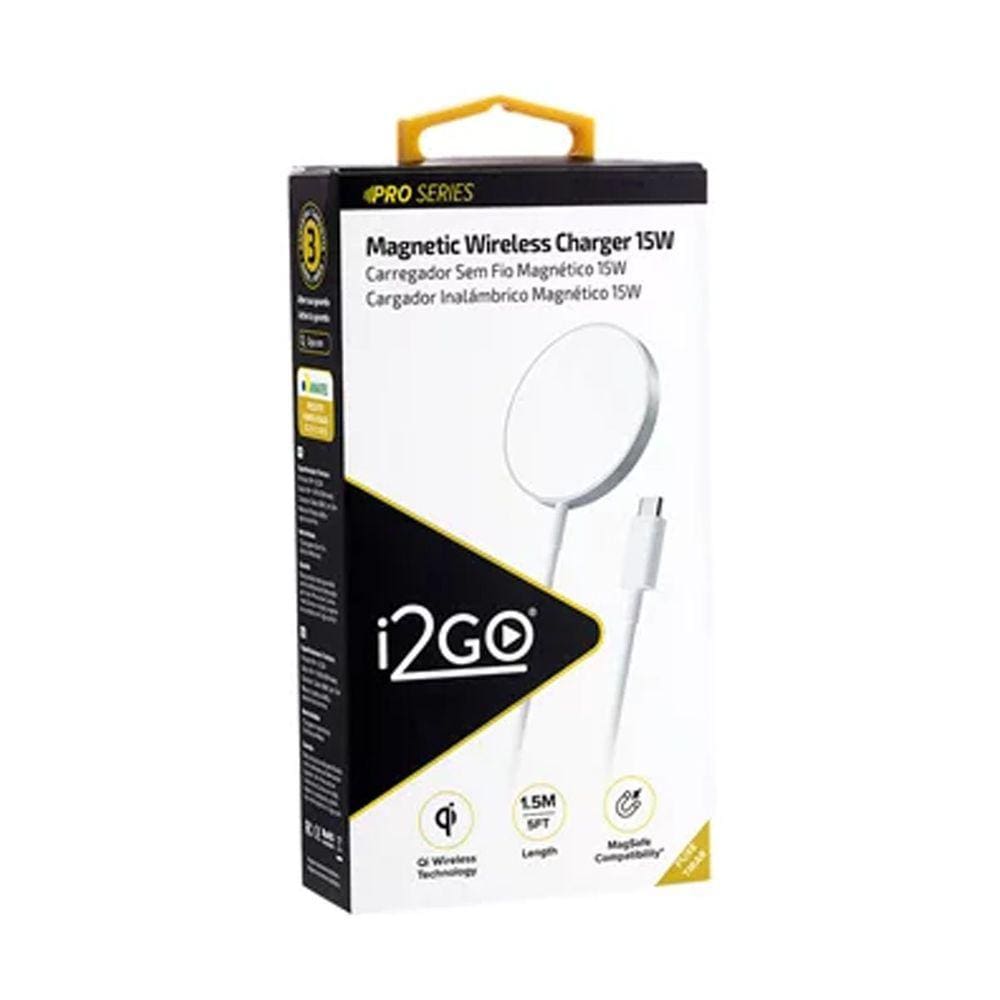 Carregador Magnético MAGSAFE Sem Fio Fast Charge I2GO 15W Branco - I2GO PRO