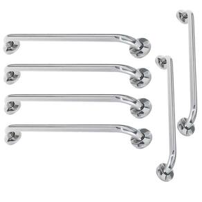 Alça de Apoio Barra Inox Kit 6 Unidades 70cm 80cm Suporte Gestante Deficiente Acessibilidade Banheiro Resistente Box Corrimao Segurança