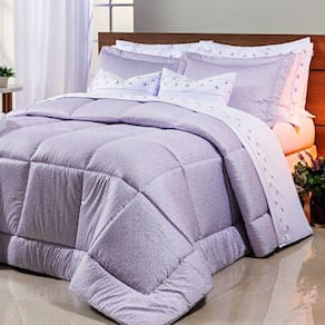 Edredom Casal 260mx240cm Percal 200 Fios Lavendel Bernadete Casa Lilás