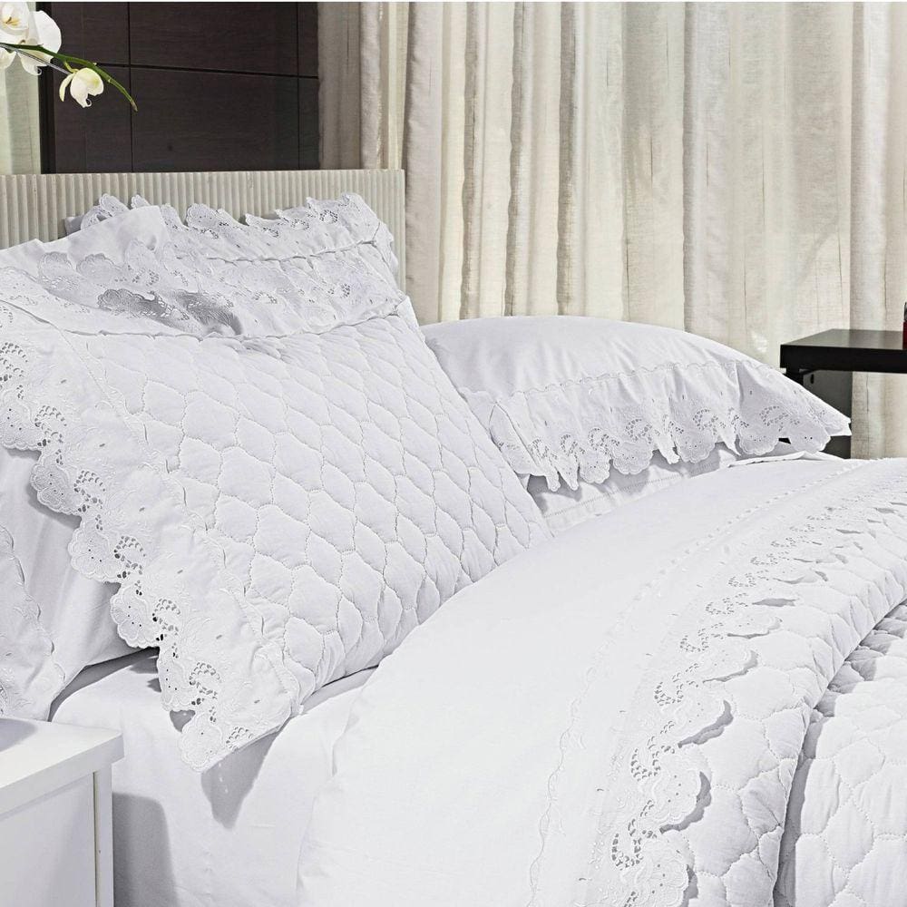 Jogo de Cama Casal Maiori 4 Peças Percal 200 Fios Bernadete Casa Branco