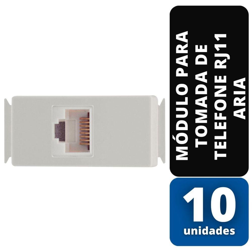KIT C/10 Módulo P/Tomada Telefone RJ11 Aria Bc Tramontina
