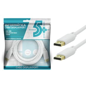 Cabo Displayport 2M Branco 5+ 1.2 Sem trava 018-7493
