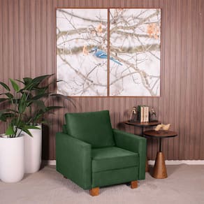 Poltrona Decorativa para Sala Veludo Plaza Verde - Straub Web
