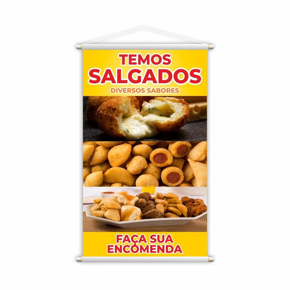 Banner Temos Salgados Diversos Sabores Encomenda Grande