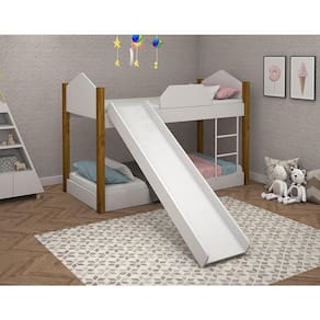 Beliche Infantil Com Escorregador Juvenil Luiza - Branco E Mel Branco