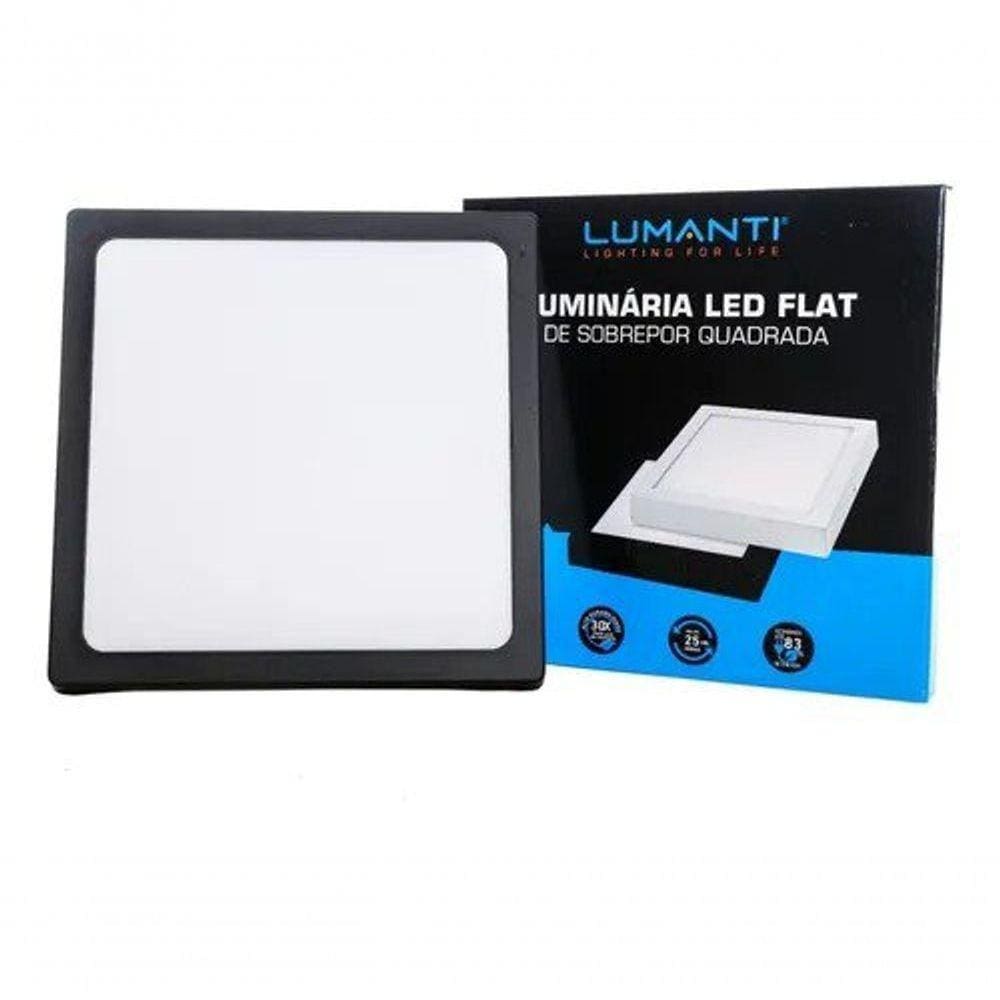 Painel Flat Led 24w Sobrepor Preto Neutro 4000k