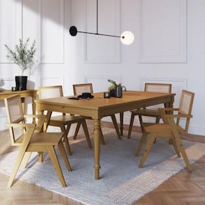 Conjunto Mesa com 6 Cadeiras Madeira Maciça e Telinha Artemobili Mel