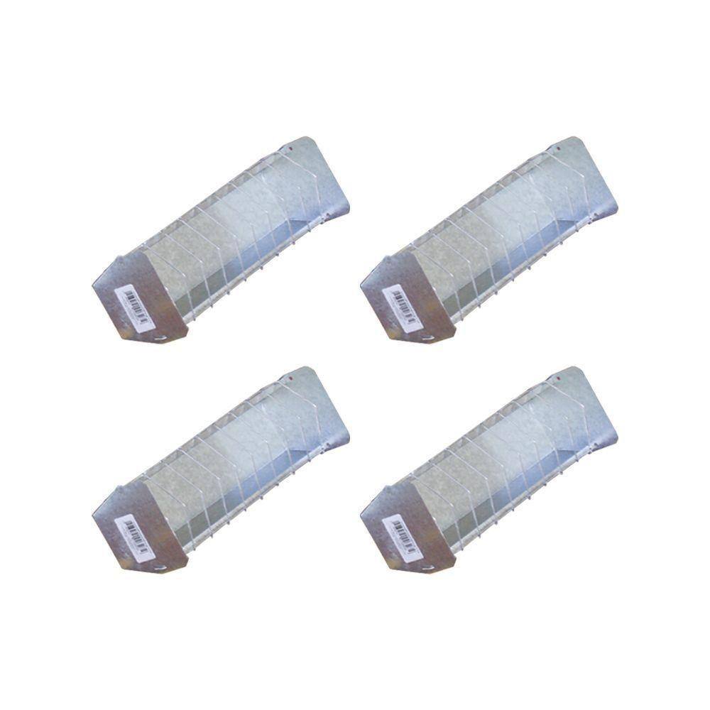 Kit Comedouro Para Aves Com 4 Peças Galvanizado 30 Cm - Cor: Branco