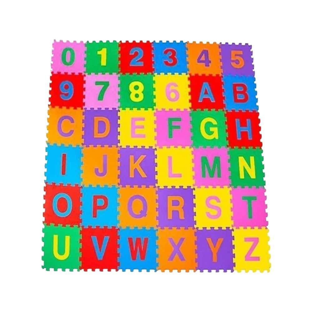 Kit Tapete Infantil Eva Alfanumérico 30x30cm - 36 Peças