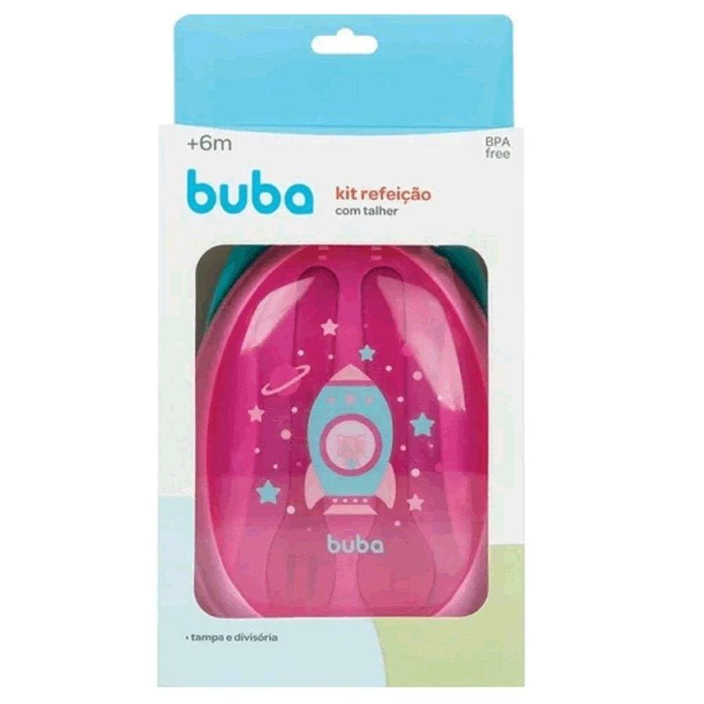 Kit Refeição com Talher Foguete Rosa - Buba 13515