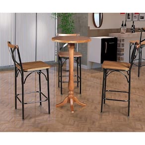 Conjunto Bistrô Industrial Mesa Com 3 Banquetas Alta Paris - Castanha - Marrom