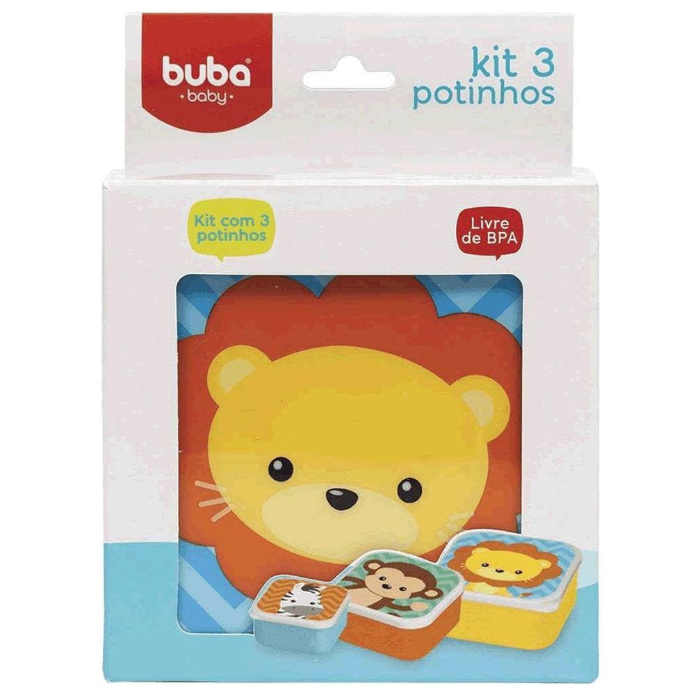 Kit 3 Potinhos Animais Buba 11383 Pote Com Tampa 3 unidades